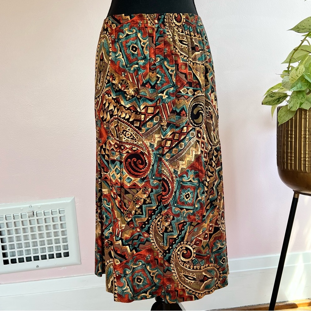 Sag Harbor Vintage 90s Aztec A-line Midi Skirt with Pockets